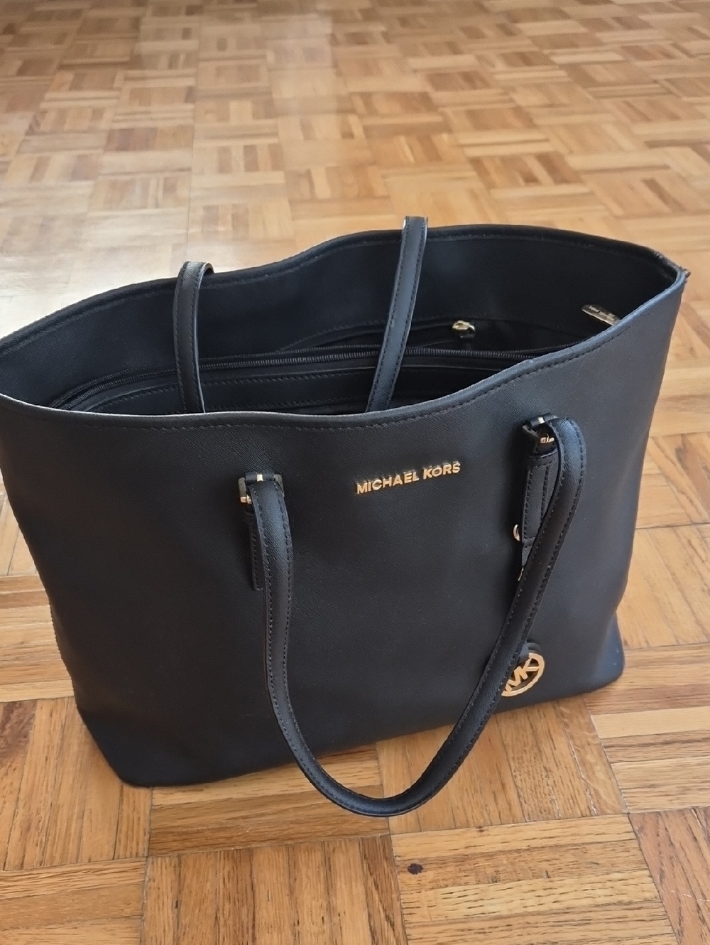 Michael Kors Black Tote with Gold Accents